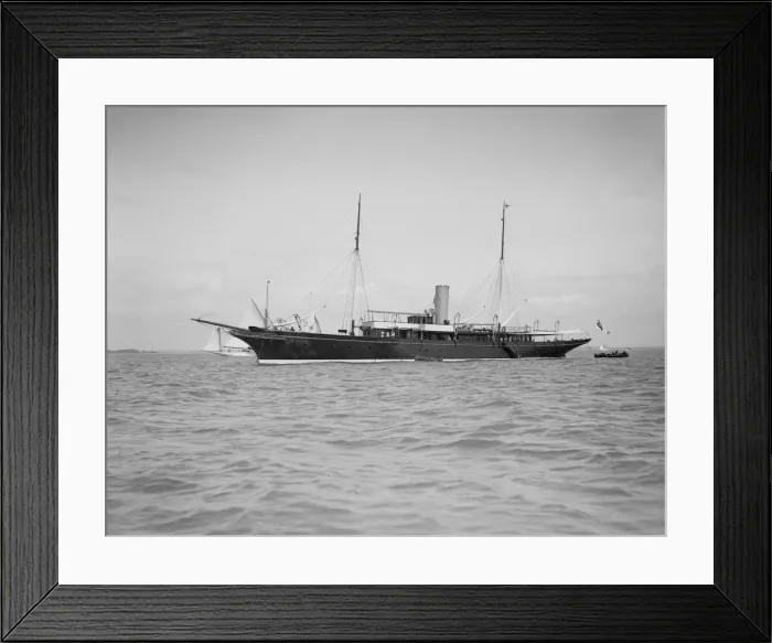 Framed Print : The steam yacht Maid of Honour at anchor, 1911. Creator: Kirk & Sons of Cowes Framed Print : The steam yacht Maid of Honour at anchor, 1911. Creator: Kirk & Sons of Cowes