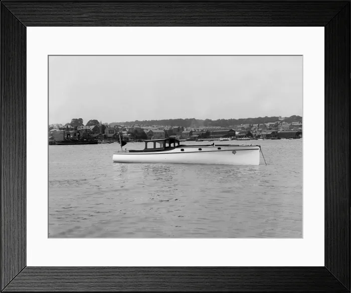 Framed Print : Wolseley motor launch at anchor, 1914. Creator: Kirk & Sons of Cowes Framed Print : Wolseley motor launch at anchor, 1914. Creator: Kirk & Sons of Cowes