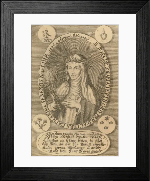 Framed Print : Saint Rose of Lima, 1668. Creator: Gonzalez de Acuna, Antonio (1620-1682) Framed Print : Saint Rose of Lima, 1668. Creator: Gonzalez de Acuna, Antonio (1620-1682)