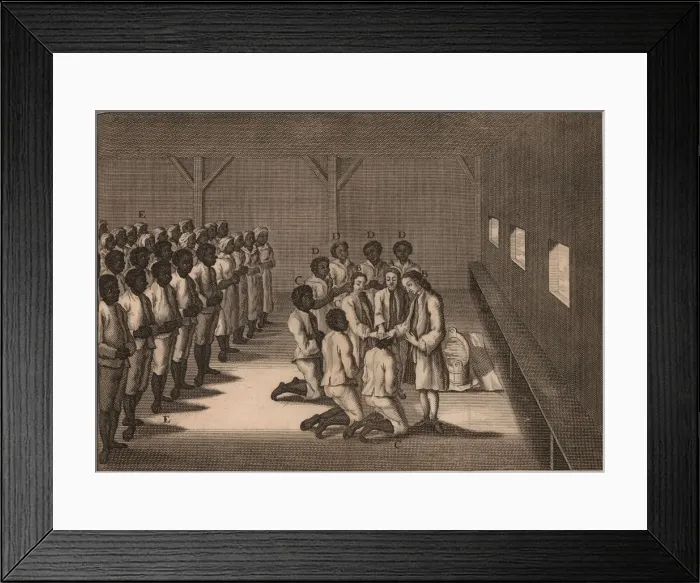 Framed Print : Baptism of black slaves, 1757. Creator: Anonymous