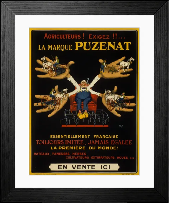 Framed Print : Agriculteurs! exigez!!... la marque Puzenat essentiellement francaise. Creator Framed Print : Agriculteurs! exigez!!... la marque Puzenat essentiellement francaise. Creator