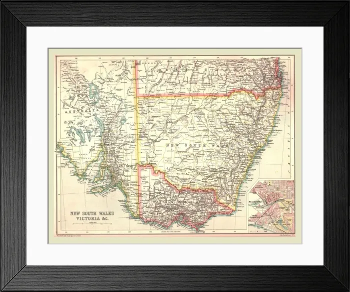 Framed Print : Map of New South Wales and Victoria, 1902. Creator: Unknown Framed Print : Map of New South Wales and Victoria, 1902. Creator: Unknown