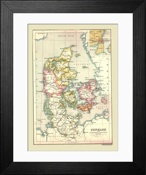 Framed Print : Map of Denmark, 1902. Creator: Unknown Framed Print : Map of Denmark, 1902. Creator: Unknown