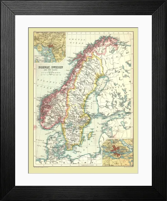 Framed Print : Map of Norway and Sweden, 1902. Creator: Unknown Framed Print : Map of Norway and Sweden, 1902. Creator: Unknown