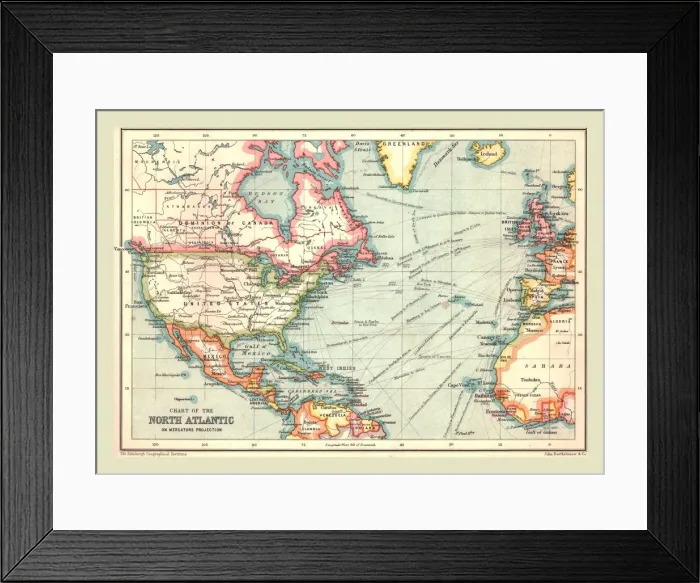 Framed Print : Chart of the North Atlantic, 1902. Creator: Unknown Framed Print : Chart of the North Atlantic, 1902. Creator: Unknown