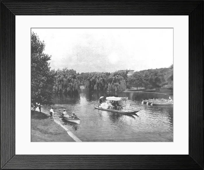 Framed Print : Public Garden and Lake, Boston, USA, c1900. Creator: Unknown Framed Print : Public Garden and Lake, Boston, USA, c1900. Creator: Unknown