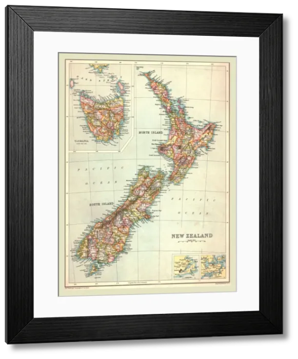 Framed Print : Map of New Zealand, 1902. Creator: Unknown Framed Print : Map of New Zealand, 1902. Creator: Unknown