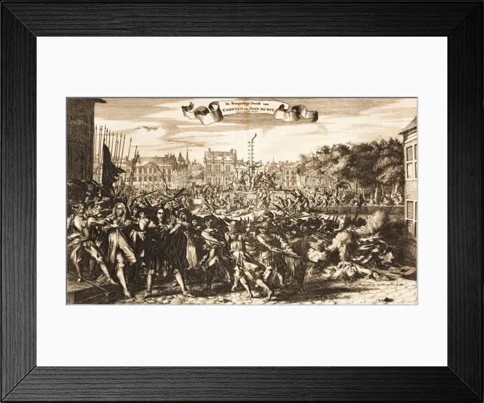 Framed Print : Scene of the crowd murdering Cornelis and Johan de Witt, The Hague, 20 August 1672, 1675 Framed Print : Scene of the crowd murdering Cornelis and Johan de Witt, The Hague, 20 August 1672, 1675
