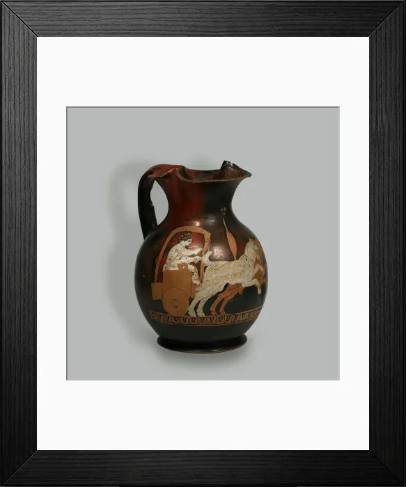 Framed Print : Red figured Oenochoe: a Chariot Driven by Two Goats, 4th century BC. Creator: Art of Ancient Rome Framed Print : Red figured Oenochoe: a Chariot Driven by Two Goats, 4th century BC. Creator: Art of Ancient Rome