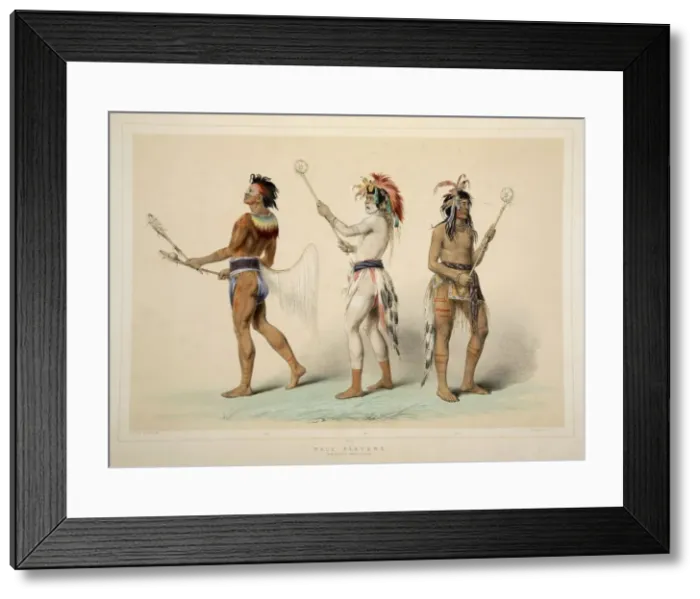 Framed Print : Ball Players, pub. 1845 (colour lithograph). Creator: George Catlin (1796 - 1872) Framed Print : Ball Players, pub. 1845 (colour lithograph). Creator: George Catlin (1796 - 1872)