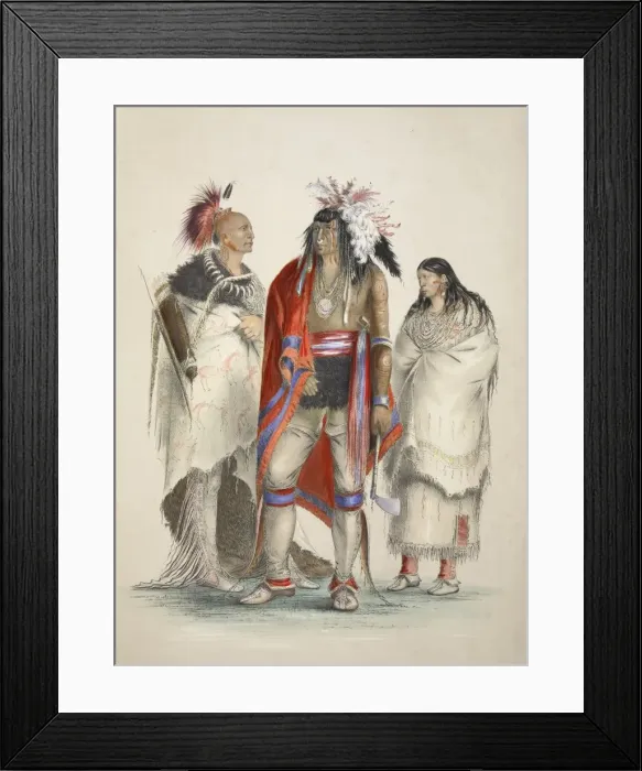 Framed Print : North American Indians, pub. 1845 (colour lithograph). Creator: George Catlin (1796 - 1872)