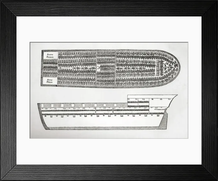 Framed Print : Plan showing how Slaves were transported on board a Slave Ship in the 18th Century (engraving) Framed Print : Plan showing how Slaves were transported on board a Slave Ship in the 18th Century (engraving)