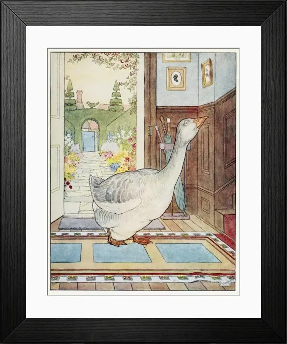 Framed Print : Goosey, Goosey Gander, Where Shall I Wander?, from A Nursery Rhyme Picture Book, pub