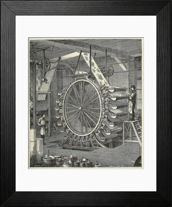 Framed Print : Machine for Printing Wallpaper in up to Twenty Colours, pub. 1873 (engraving), 1873 Framed Print : Machine for Printing Wallpaper in up to Twenty Colours, pub. 1873 (engraving), 1873