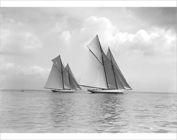 The magnificent schooners Germania and Waterwitch, 1911. Creator: Kirk & Sons of Cowes