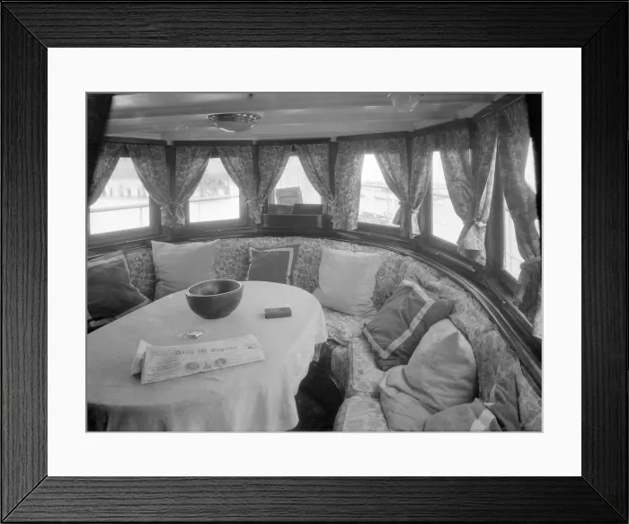 Framed Print : Cruising in comfort, the saloon of motor yacht Scaramouche, 1927 Framed Print : Cruising in comfort, the saloon of motor yacht Scaramouche, 1927