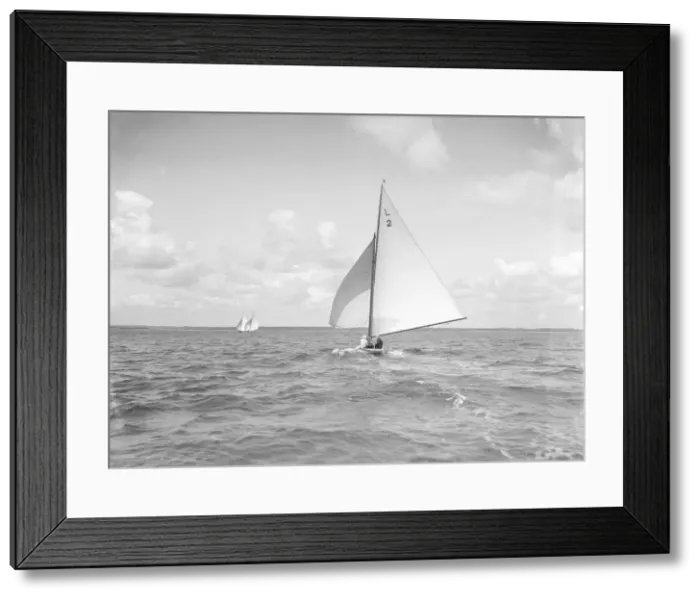 Framed Print : The 6 Metre Cynthia running downwind under spinnaker, 1912. Creator: Kirk & Sons of Cowes Framed Print : The 6 Metre Cynthia running downwind under spinnaker, 1912. Creator: Kirk & Sons of Cowes