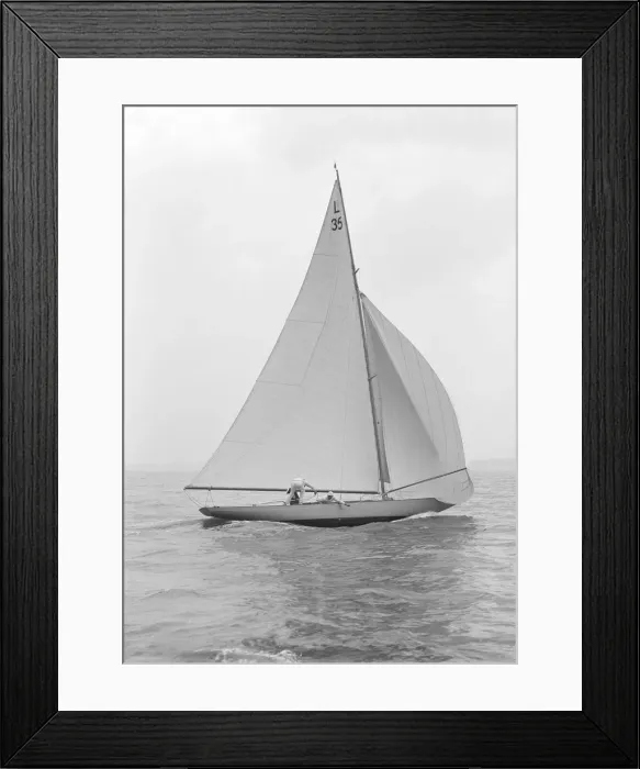 Framed Print : The 6 Metre Lanka sailing with spinnaker, 1914. Creator: Kirk & Sons of Cowes Framed Print : The 6 Metre Lanka sailing with spinnaker, 1914. Creator: Kirk & Sons of Cowes