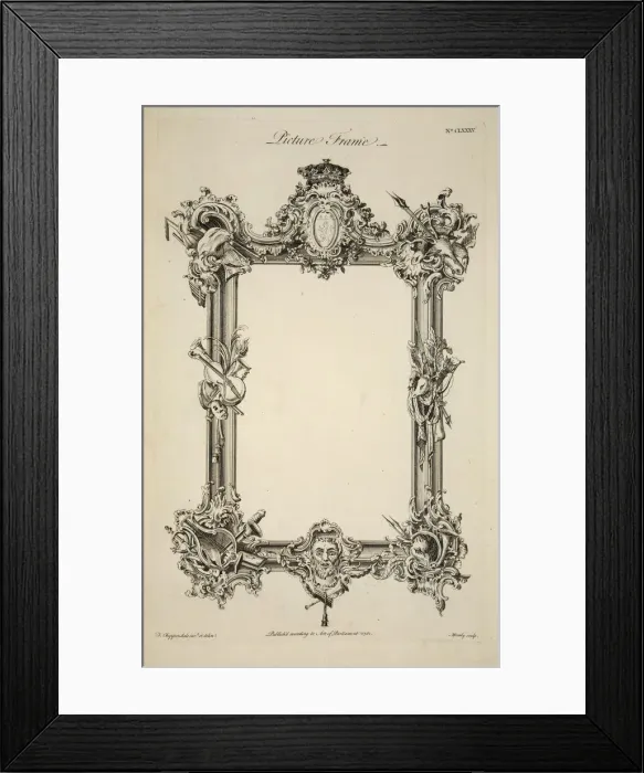 Framed Print : Design for a Picture Frame, pub. 1761 (engraving). Creator: Thomas Chippendale (1718 - 1779) after Framed Print : Design for a Picture Frame, pub. 1761 (engraving). Creator: Thomas Chippendale (1718 - 1779) after
