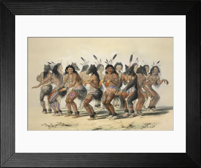 Framed Print : The Bear Dance (detail), pub. 1845 (colour lithograph). Creator: George Catlin (1796 - 1872) Framed Print : The Bear Dance (detail), pub. 1845 (colour lithograph). Creator: George Catlin (1796 - 1872)