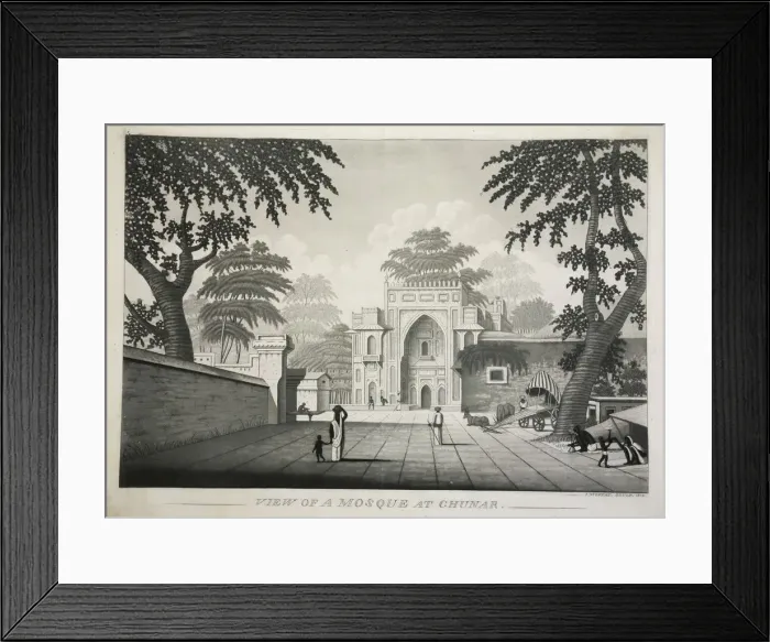 Framed Print : View of a Mosque at Chunar, pub. 1810 (engraving). Creator: James Moffat (1775 - 1815) Framed Print : View of a Mosque at Chunar, pub. 1810 (engraving). Creator: James Moffat (1775 - 1815)