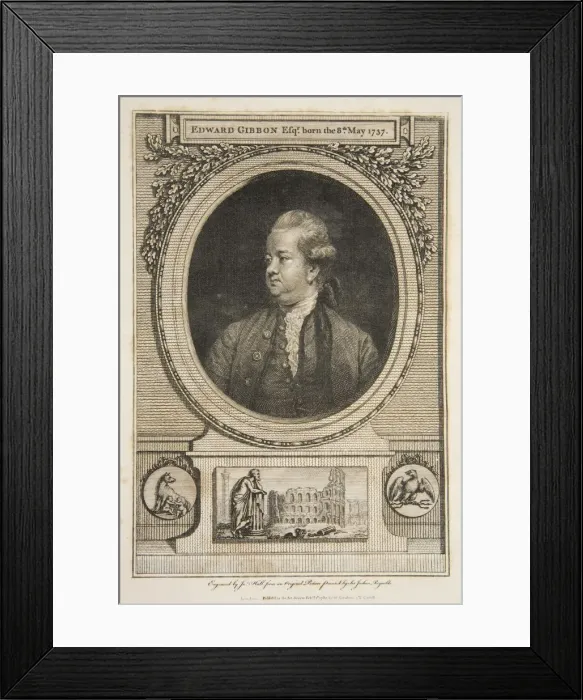 Framed Print : Edward Gibbon, Esq. pub. 1730 (engraving). Creator: Joshua Reynolds (1723 - 92) after Framed Print : Edward Gibbon, Esq. pub. 1730 (engraving). Creator: Joshua Reynolds (1723 - 92) after