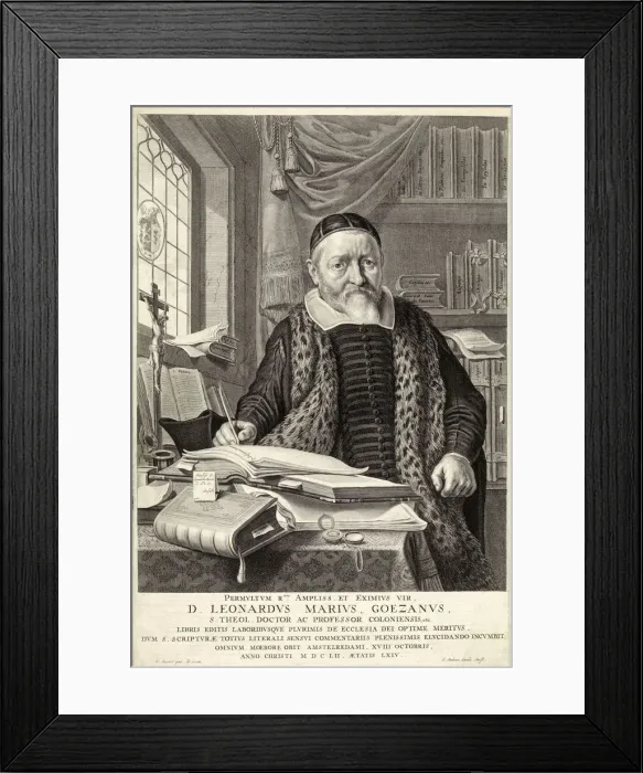 Framed Print : D. Leonardus Marius Goezanus, pub. 1654 (engraving). Creator: Claes Corneliszoon Moeyaert Framed Print : D. Leonardus Marius Goezanus, pub. 1654 (engraving). Creator: Claes Corneliszoon Moeyaert