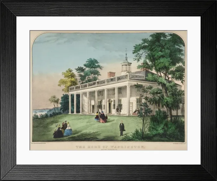 Framed Print : The Home of Washington, Mount Vernon, Va. pub. c1857 (colour lithograph). Creator Framed Print : The Home of Washington, Mount Vernon, Va. pub. c1857 (colour lithograph). Creator
