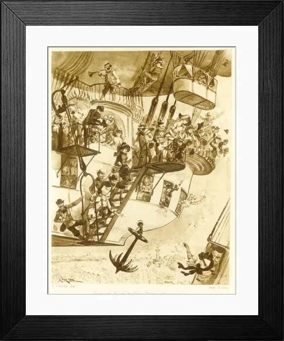 Framed Print : Depart d un ballon transatlantique, from Le Vingtieme Siecle, pub. 1883 (lithograph) Framed Print : Depart d un ballon transatlantique, from Le Vingtieme Siecle, pub. 1883 (lithograph)