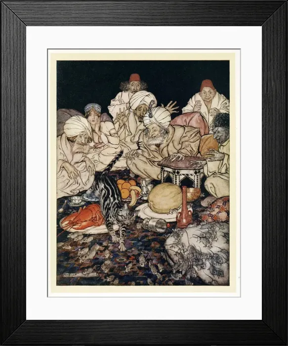 Framed Print : When Puss saw the rats and mice, she didn t wait to be told, from English Fairy Tales, pub Framed Print : When Puss saw the rats and mice, she didn t wait to be told, from English Fairy Tales, pub