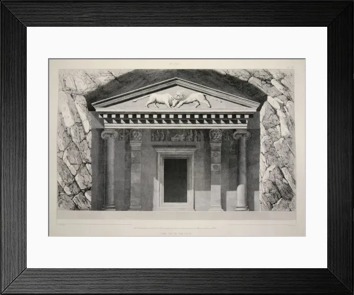 Framed Print : Myra - Tomb Cut in the Rock, pub. 1863 (lithograph). Creator: English School (19th Century) Framed Print : Myra - Tomb Cut in the Rock, pub. 1863 (lithograph). Creator: English School (19th Century)