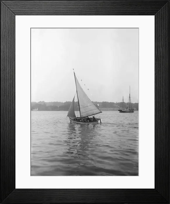 Framed Print : The sailing dinghy Hound with flags, 1912. Creator: Kirk & Sons of Cowes Framed Print : The sailing dinghy Hound with flags, 1912. Creator: Kirk & Sons of Cowes
