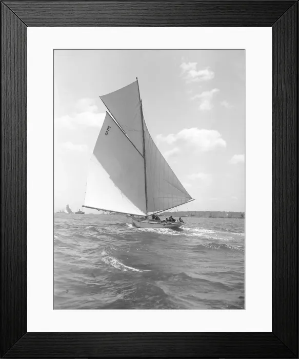 Framed Print : Davo III, a 12 Metre class sailing yacht, runs before the wind, 1911. Creator Framed Print : Davo III, a 12 Metre class sailing yacht, runs before the wind, 1911. Creator