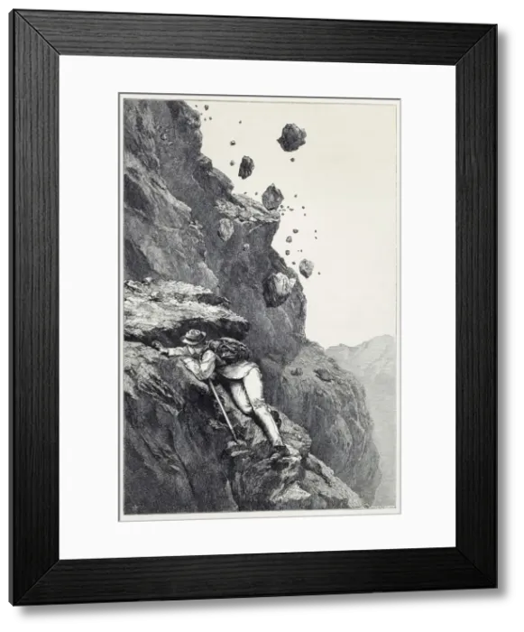 Framed Print : A Cannonade on the Matterhorn, from Scrambles amongst the Alps in the years 1860 - 69, pub Framed Print : A Cannonade on the Matterhorn, from Scrambles amongst the Alps in the years 1860 - 69, pub