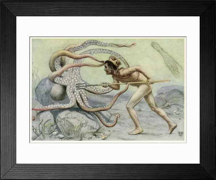 Framed Print : He was very brave and strong, …and battled with the great octopus from The Great Sea Horse Framed Print : He was very brave and strong, …and battled with the great octopus from The Great Sea Horse