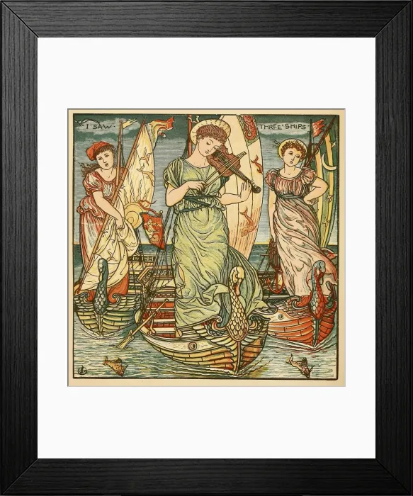 Framed Print : I Saw Three Ships, from Walter Cranes Painting Book, pub. 1889 (colour lithograph), 1889 Framed Print : I Saw Three Ships, from Walter Cranes Painting Book, pub. 1889 (colour lithograph), 1889