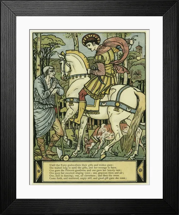 Framed Print : The Prince asks directions, from The Blue Beard Picture Book, pub. 1879 (colour lithograph), 1879 Framed Print : The Prince asks directions, from The Blue Beard Picture Book, pub. 1879 (colour lithograph), 1879