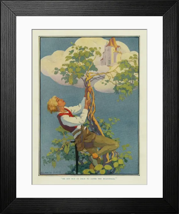 Framed Print : He Set out at once to climb the beanstalk, from Stokes Wonder Book of Fairy Tales, pub