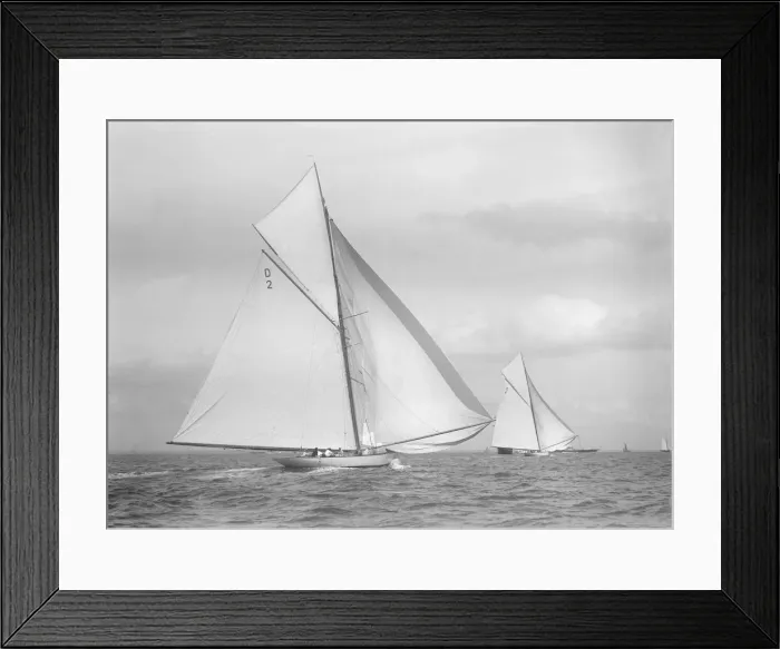 Framed Print : Ostara and Sophie Elizabeth racing downwind, 1911. Creator: Kirk & Sons of Cowes Framed Print : Ostara and Sophie Elizabeth racing downwind, 1911. Creator: Kirk & Sons of Cowes