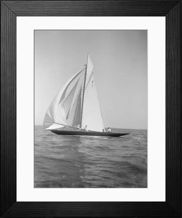 Framed Print : Gundred running downwind under spinnaker, 1913. Creator: Kirk & Sons of Cowes Framed Print : Gundred running downwind under spinnaker, 1913. Creator: Kirk & Sons of Cowes