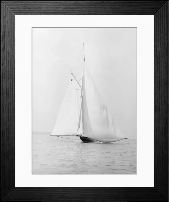 Framed Print : The 15 Metre sailing yacht Pamela searching for wind, 1913. Creator: Kirk & Sons of Cowes Framed Print : The 15 Metre sailing yacht Pamela searching for wind, 1913. Creator: Kirk & Sons of Cowes