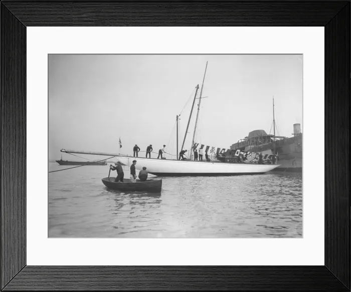 Framed Print : Norada after launching, Portsmouth Harbour, 17th June 1911. Creator: Kirk & Sons of Cowes Framed Print : Norada after launching, Portsmouth Harbour, 17th June 1911. Creator: Kirk & Sons of Cowes