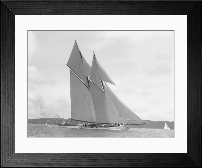 Framed Print : The 250 ton schooner Germania sails close-hauled, 1911. Creator: Kirk & Sons of Cowes Framed Print : The 250 ton schooner Germania sails close-hauled, 1911. Creator: Kirk & Sons of Cowes