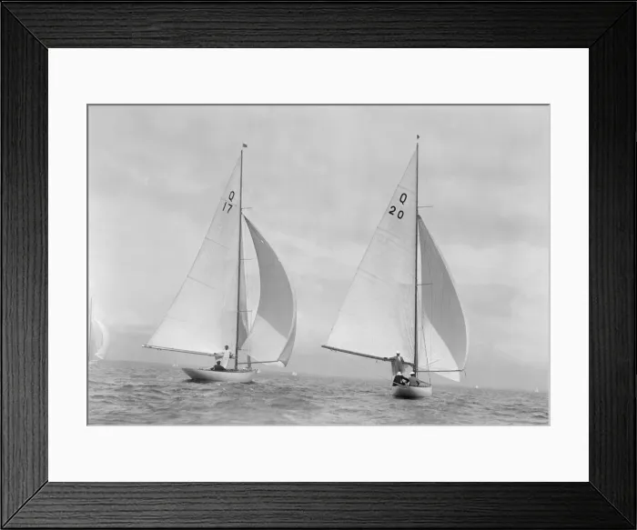 Framed Print : The 6 Metre class Coral (17) and Fintra (20), 1936. Creator: Kirk & Sons of Cowes Framed Print : The 6 Metre class Coral (17) and Fintra (20), 1936. Creator: Kirk & Sons of Cowes