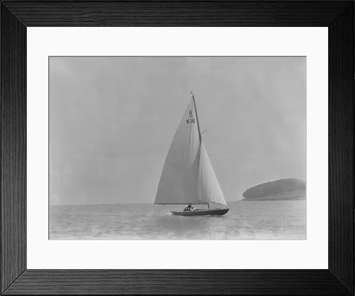 Framed Print : The 6 Metre class Jean (K16) sailing in light winds, 1921. Creator: Kirk & Sons of Cowes Framed Print : The 6 Metre class Jean (K16) sailing in light winds, 1921. Creator: Kirk & Sons of Cowes