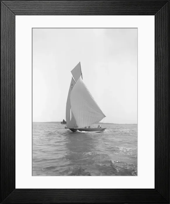 Framed Print : Gundred running downwind under spinnaker, 1913. Creator: Kirk & Sons of Cowes Framed Print : Gundred running downwind under spinnaker, 1913. Creator: Kirk & Sons of Cowes