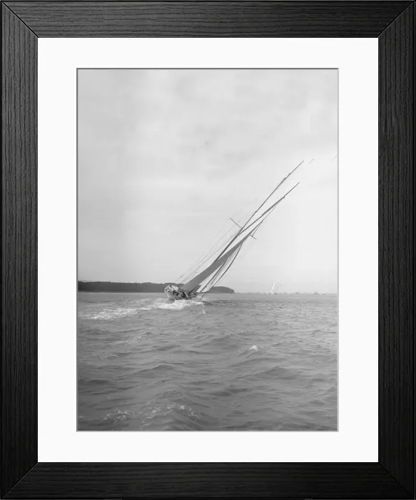 Framed Print : The Big Class White Heather II heeling in a good wind, 1911. Creator: Kirk & Sons of Cowes Framed Print : The Big Class White Heather II heeling in a good wind, 1911. Creator: Kirk & Sons of Cowes