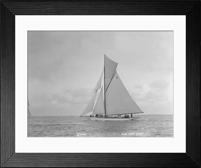 Framed Print : The 12 Metre gaff rigged Cyra, 1922. Creator: Kirk & Sons of Cowes Framed Print : The 12 Metre gaff rigged Cyra, 1922. Creator: Kirk & Sons of Cowes