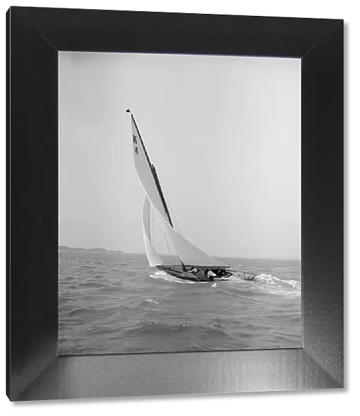 The 7 Metre Anitra sailing with a good wind, 1911. Creator: Kirk & Sons of Cowes