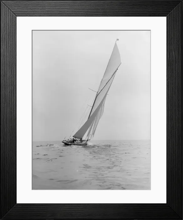 Framed Print : The 15 Metre class Pamela sailing close to the wind, 1913. Creator: Kirk & Sons of Cowes